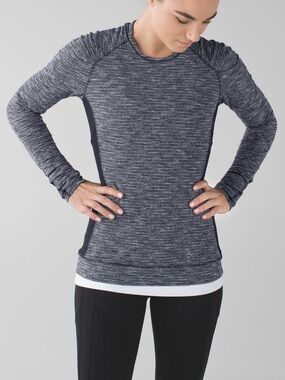 Lululemon Think Fast Long Sleeve Top Size 10 Coco Pique Black Run Athleisure. 18